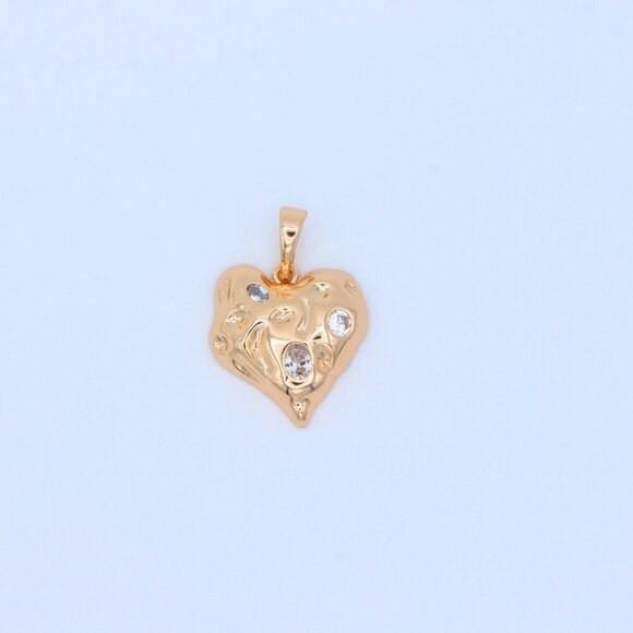"Textured Rose Gold Heart Pendant with Sparkling Crystal Accents, XPPT1522 - Picture 11 of 13